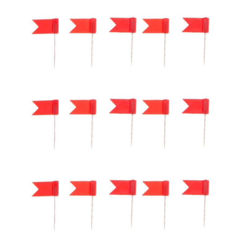 Yetaha 100PCS Flag Map Push Pins, Travel Map Tacks Assorted, Colorful Plastic Thumbtacks for Bulletin Cork Board World Map Picture Marking Home School Office (Red) - Image 1